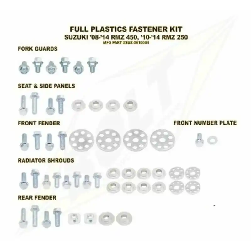 Paiement Sécurisé Kit vis complet de plastiques Bolt Suzuki RM-Z450/250