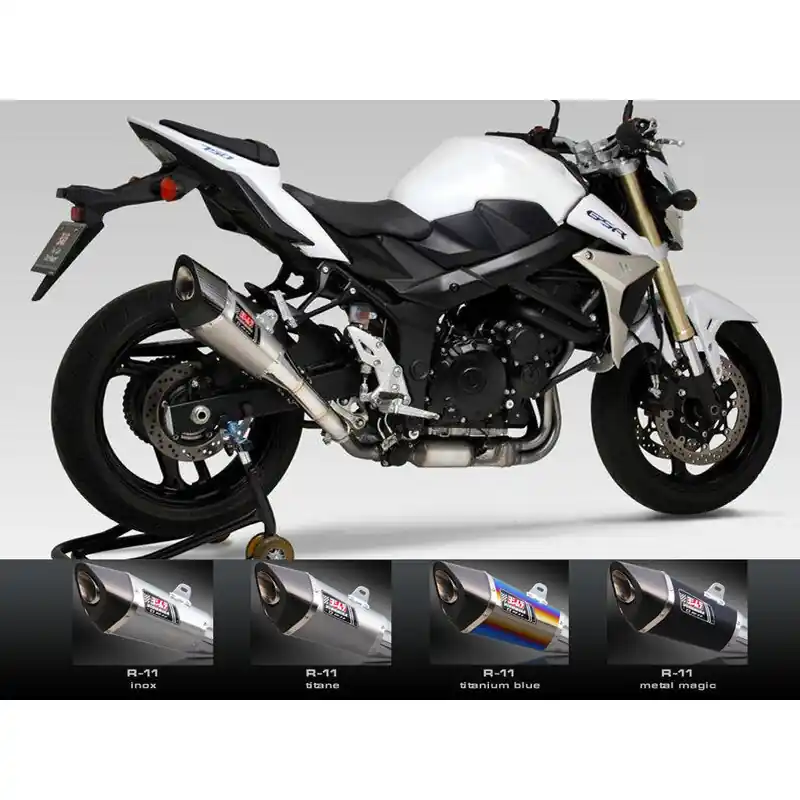 Silencieux YOSHIMURA R-11 titane bleu Suzuki GSR750 (en Suisse non homologué) Must-Have