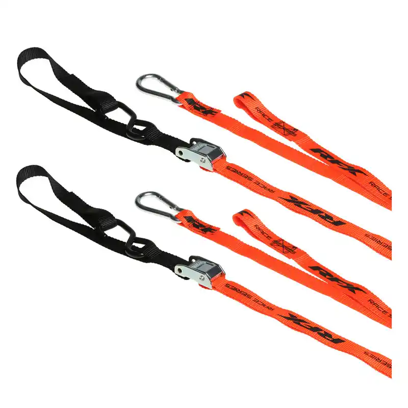 Sangles d'arrimage RFX série 1.0 Race (Orange/Noir) (Orange/Noir) avec boucle supplémentaire et clip mousqueton Jusqu&rsquo;à Épuisement Des Stocks
