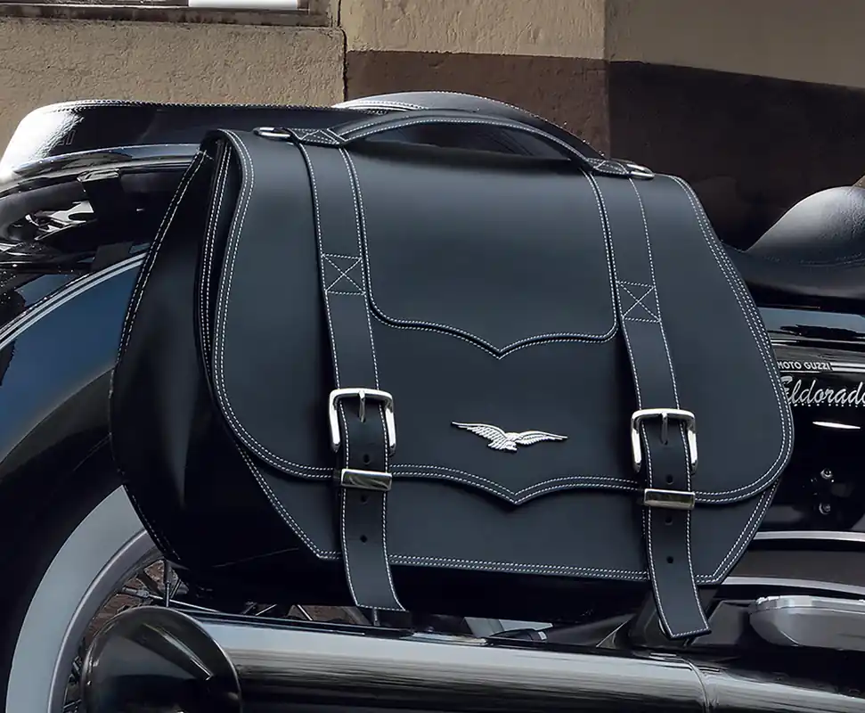 Seulement Aujourd&rsquo;hui Sacoches d&rsquo;origine, cuir, noir, 23 l pour Moto Guzzi Eldorado