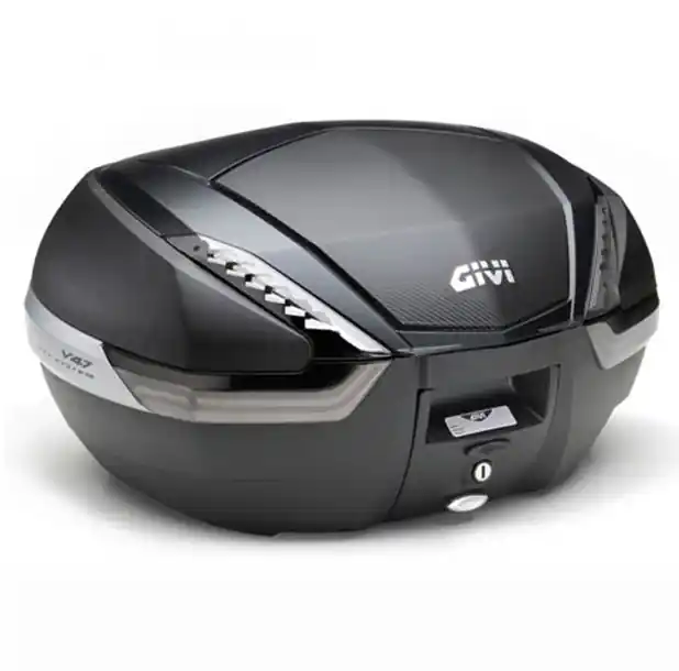 V47 TECH MONOKEY Topcase 47 litres noir / carbone avec réflecteurs transparents d'origine Givi Prix Réduit