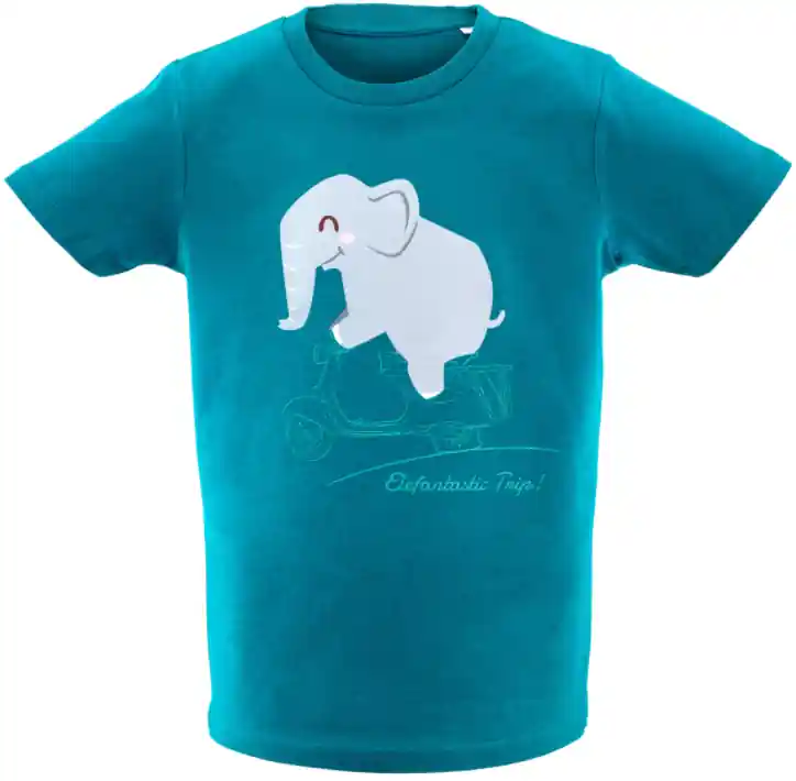 Certifié Kinder T-Shirt « Elefantastic Trip! », türkis 3/4 ans