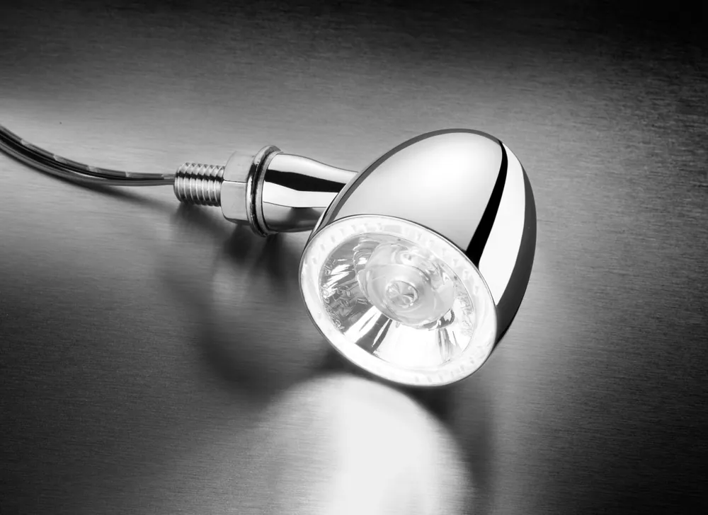 Clignotant Kellermann avec feu de position, Bullet 1000 PL white, acier, LED, VL/VR, 12 V, chrome brillant Dernière Chance