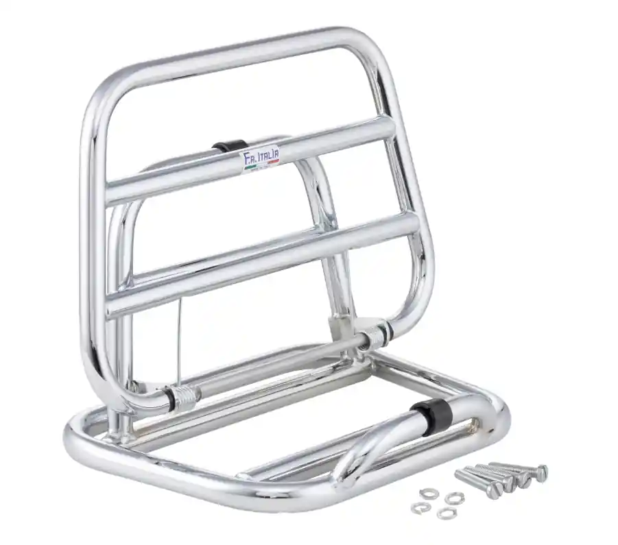 Livraison Express Porte-bagages arrière pour Vespa 946 3V i.e. 125cc, pliable, chrome