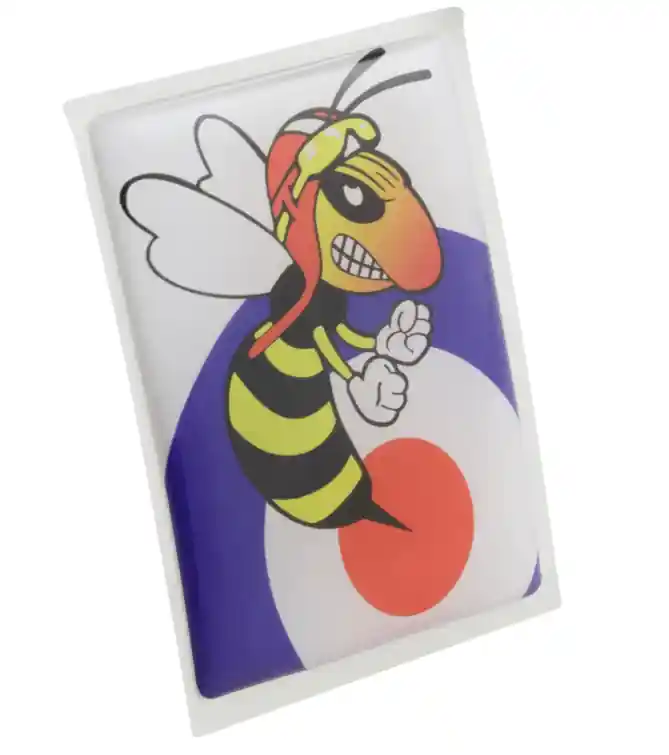 Emblème Vespa "Target méchante guêpe" cascade à 4 coins, bleu/blanc/rouge Nouvel Arrivage