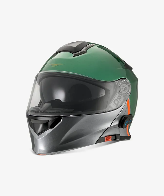 Casque Moto Guzzi « Modular BT » vert avec Bluetooth XS Promotion