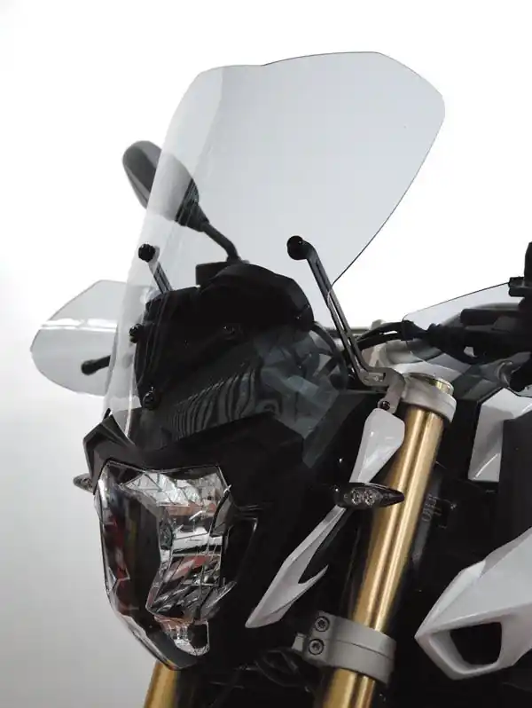 Bon Marché Pare-brise haut sur supports d&rsquo;origine pour BMW F 800 R (15-19), fumée foncé