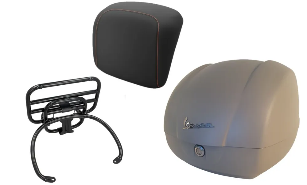 Haute Qualité Kit top case 36L beige mat (Q03), porte-bagages noir pour Vespa GTS 125/300/310