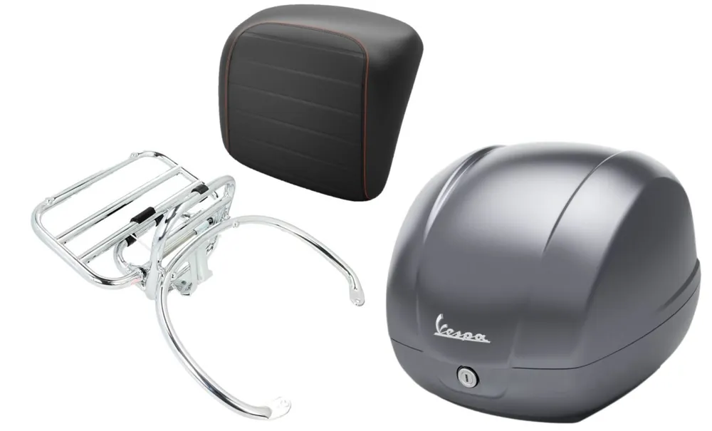 Affaire À Saisir Kit top case 36L gris titanium (707/C), porte-bagages chrome pour Vespa GTS 125/300/310