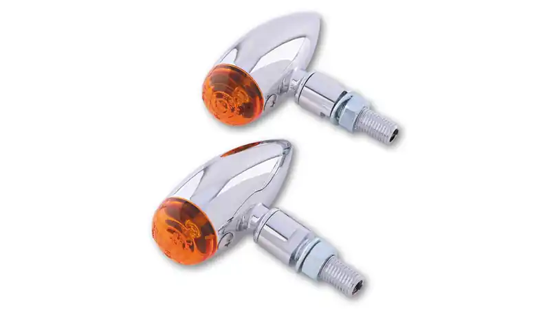 Offre Du Jour HIGHSIDER Smart Micro-Bullet Clignotants à ampoule boîtier chromé / lentille orange (paire), avant & arrière