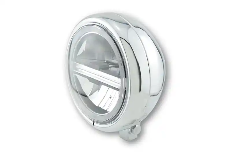 HIGHSIDER pro 5 3/4 pouces Phare Pecos Type 6 LED Chrome Avec TFL, E-approuvé (1pc) Meilleure Vente