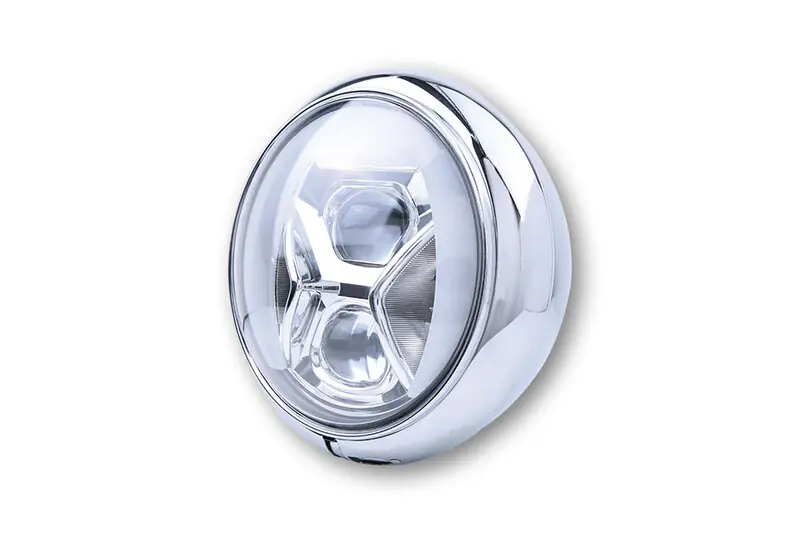 HIGHSIDER pro 7 pouces Phare HD-Style Type 8 LED Chrome Avec TFL, éclairage en virage, E-approuvé (1pc) Authentique