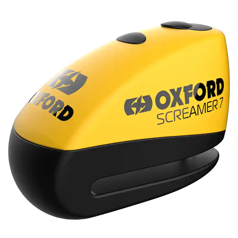 Oxford Screamer 7 Bremsscheibenschloss mit Alarm - Ø7mm Gelb/Schwarz Jusqu'à Épuisement Des Stocks