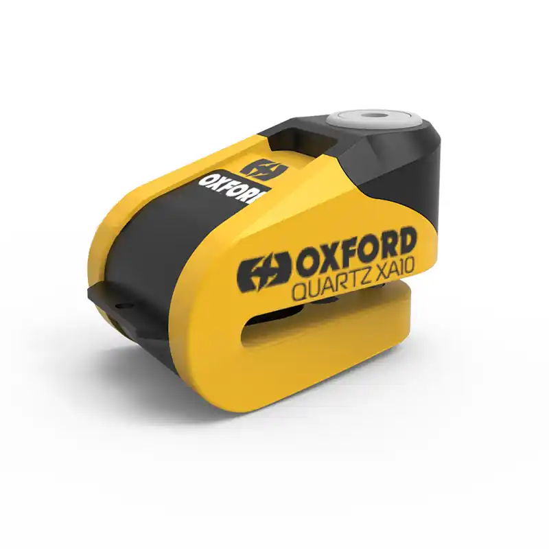 Prix Réduit Oxford Quarz XA10 Antivol de frein à disque avec alarme – Ø10mm Jaune/Noir