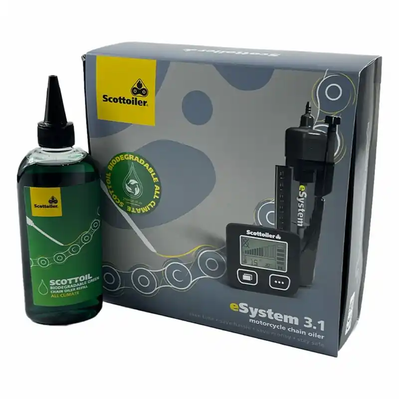 Expédition Rapide Scottoiler eSystem 3.1 Kettenöler + biologisch abbaubares grünes Schmiermittel