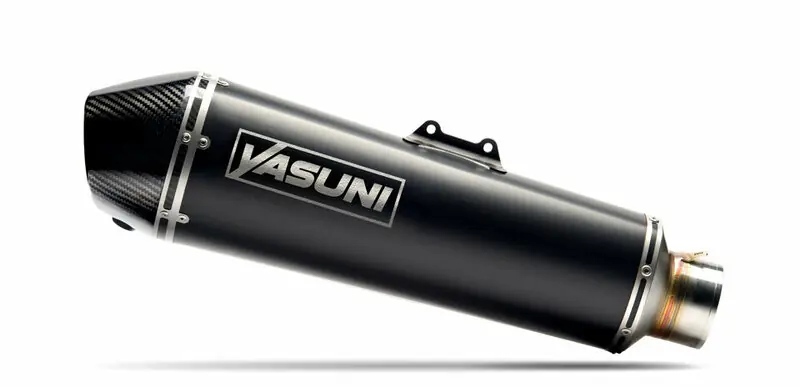 Yasuni Scooter 4 Black Edition Kommplettanlage Edelstahl Schwarz/Kohle Endkappe Honda Forza 300 Quantité Limitée