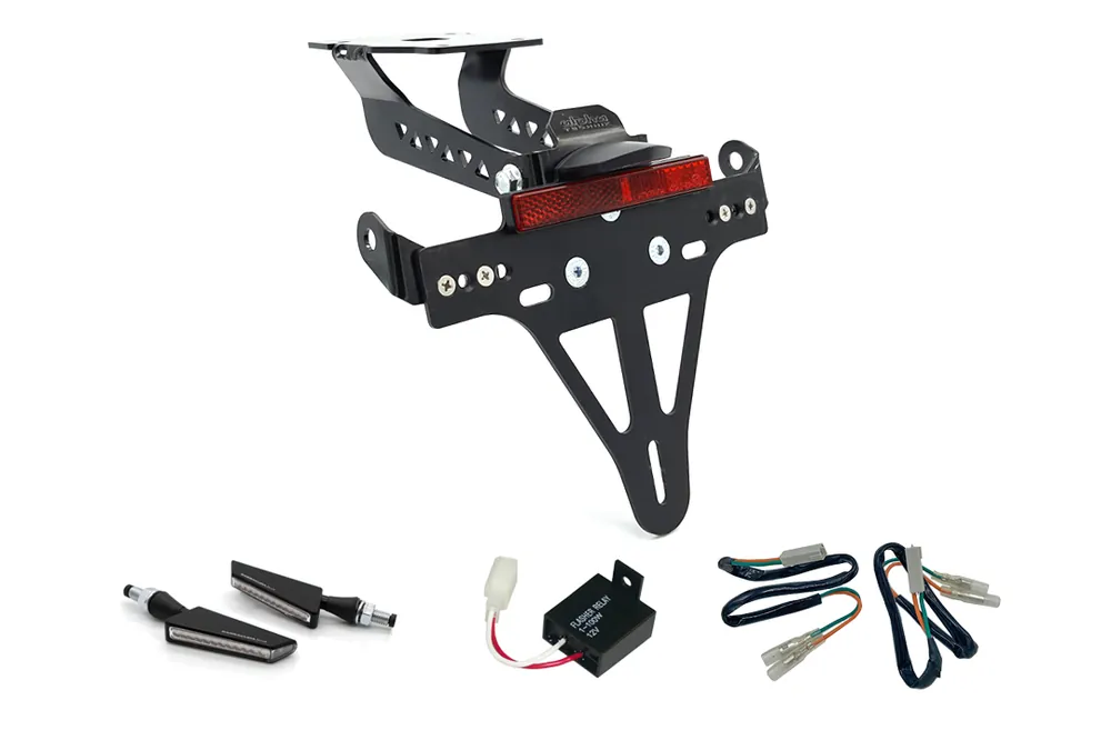 Vente Flash alpha Technik Kennzeichenhalter-Blinker-Kit BSQN für Kawasaki Z900 Modelljahr 2017-2019 (Hinten)