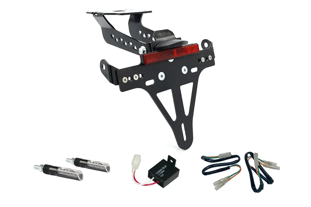 Vente Flash alpha Technik Kennzeichenhalter-Blinker-Kit IDEA für Kawasaki Z900 Modelljahr 2017-2019 (Hinten)