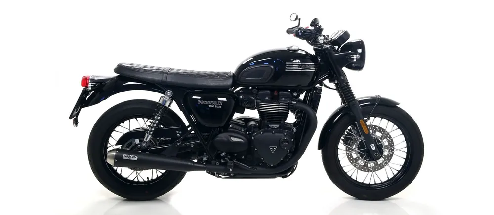 ARROW Auspuff DARK PRO-RACE für Triumoh Bonneville T100 / T120 2016-, Edelstahl schwarz Commander Maintenant